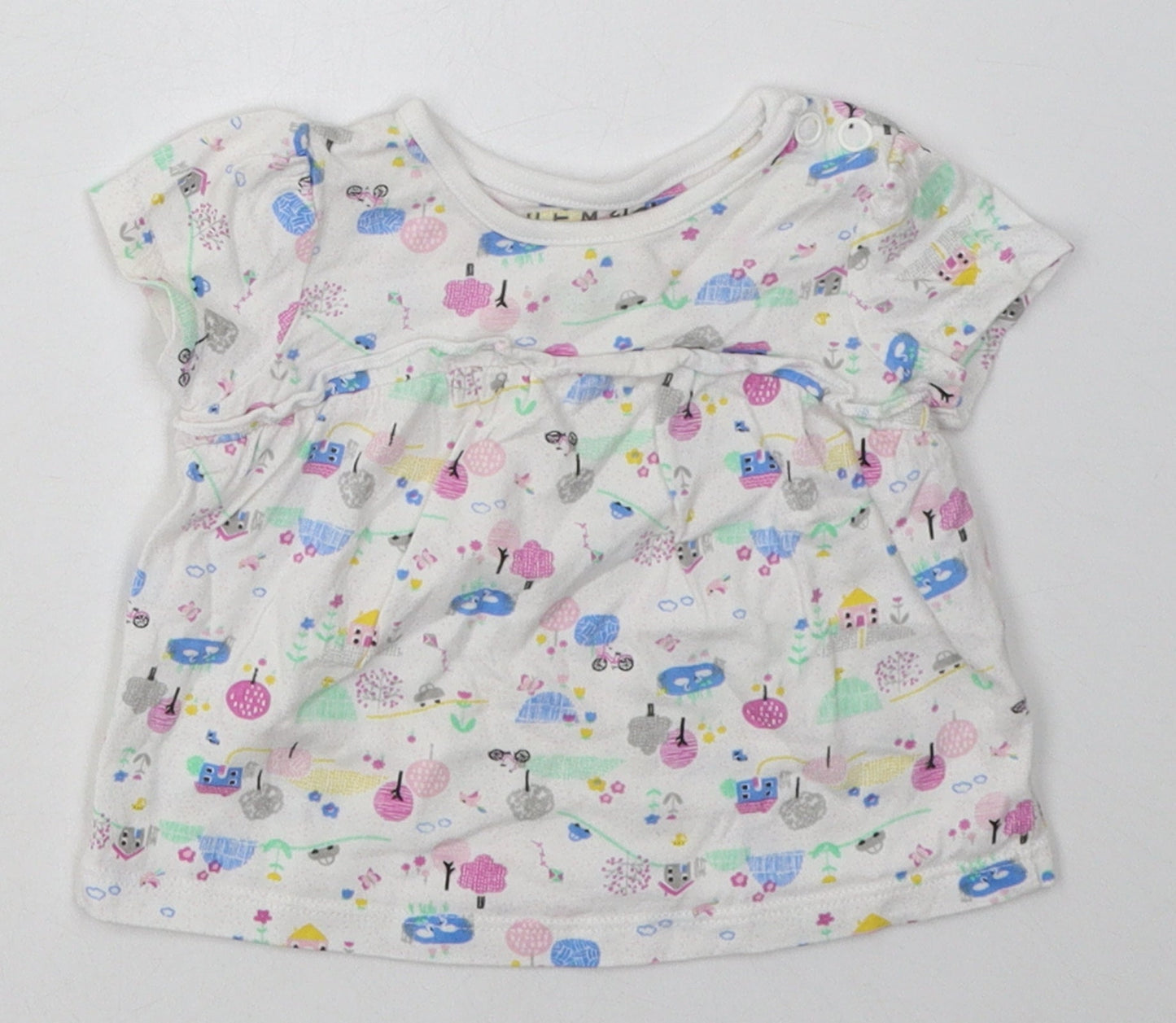 Nutmeg Girls Multicoloured Geometric Cotton Basic Casual Size 3-6 Months Crew Neck Button
