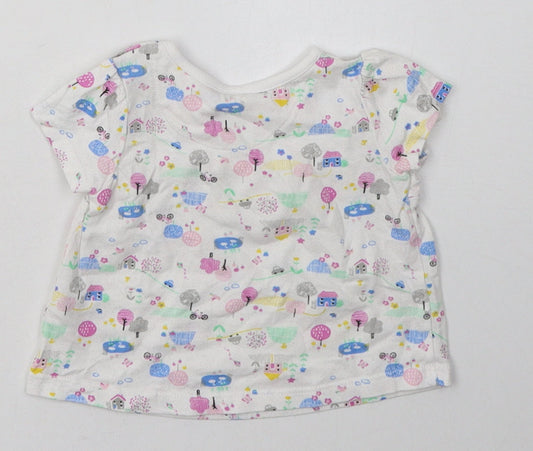 Nutmeg Girls Multicoloured Geometric Cotton Basic Casual Size 3-6 Months Crew Neck Button