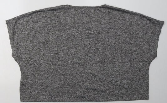 Matalan Womens Grey  Polyester Cropped T-Shirt Size XL Scoop Neck Pullover