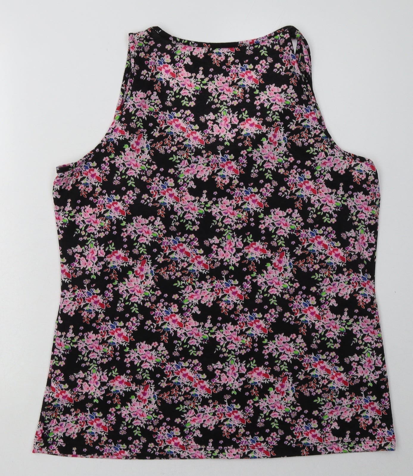 Peacocks Womens Pink Floral Polyester Basic Tank Size 18 Crew Neck