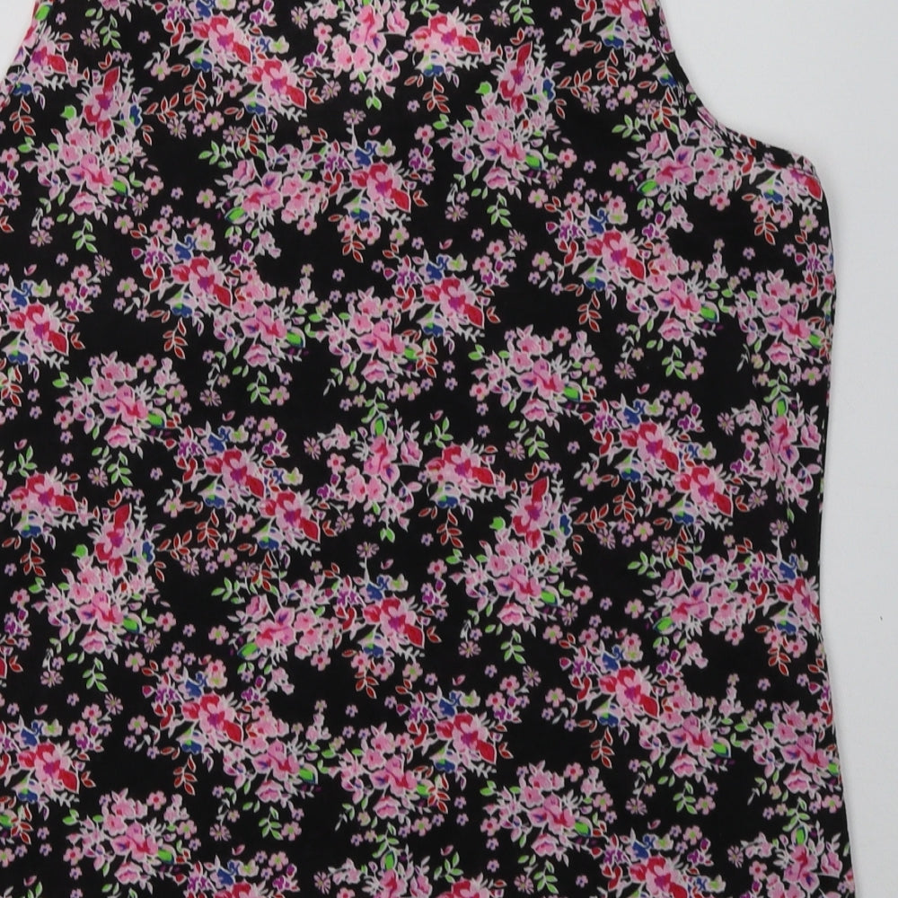 Peacocks Womens Pink Floral Polyester Basic Tank Size 18 Crew Neck