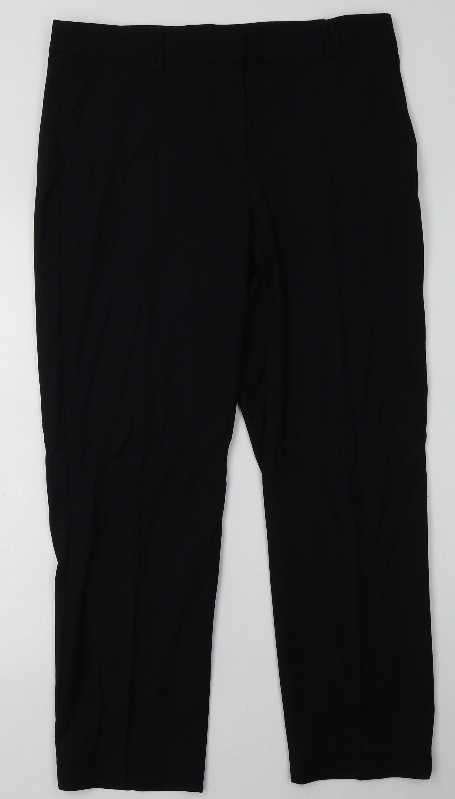 Marks and Spencer Womens Black  Polyester Trousers  Size 12 L29 in Regular Buckle