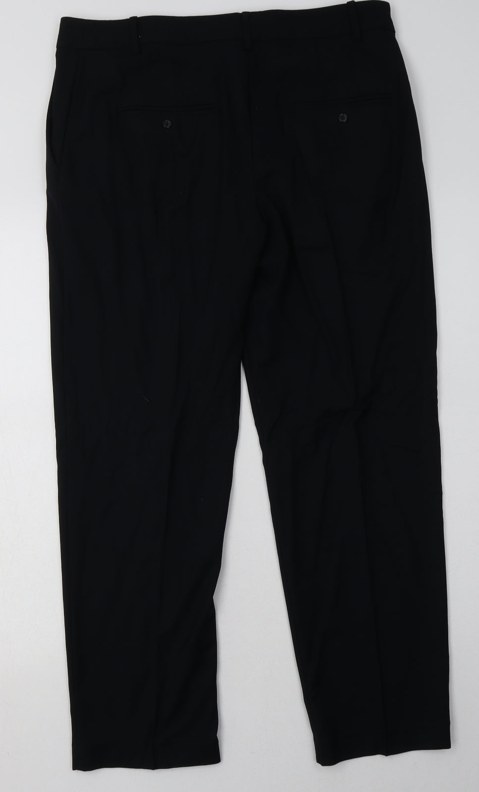 Marks and Spencer Womens Black  Polyester Trousers  Size 12 L29 in Regular Buckle
