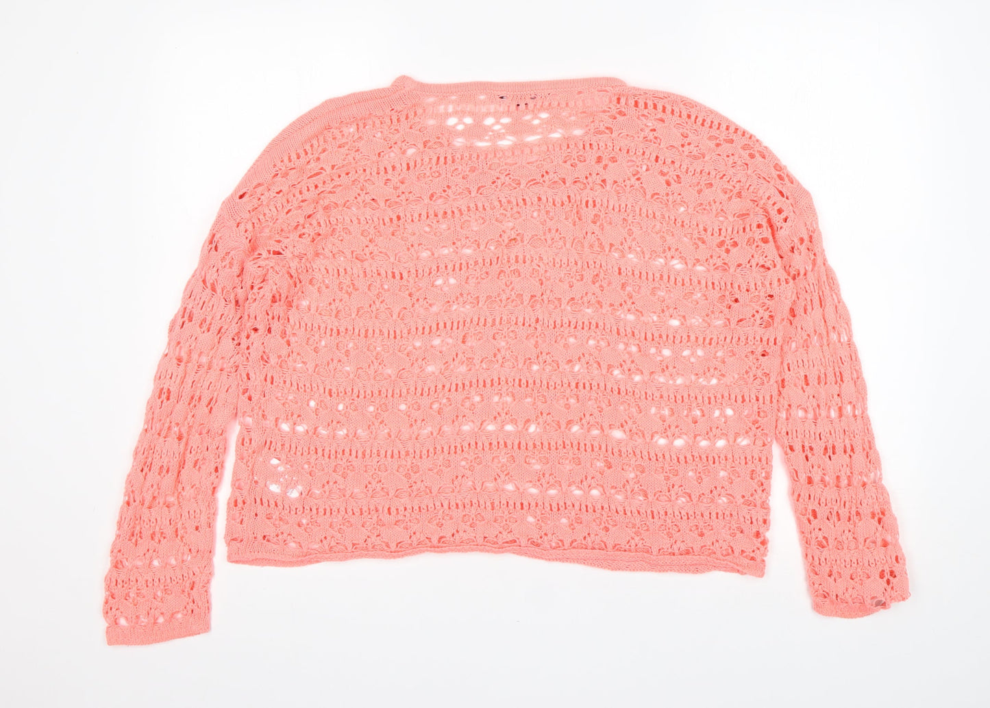 Peacocks Womens Pink Round Neck  Acrylic Pullover Jumper Size M