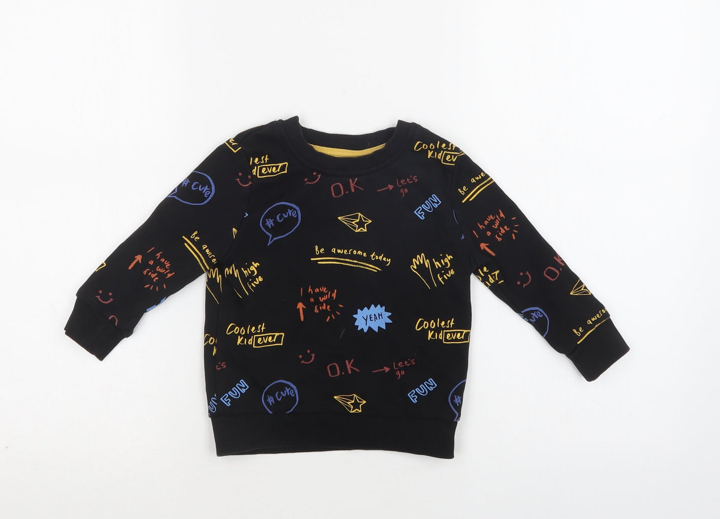 George Baby Black Geometric Cotton Pullover Jumper Size 12-18 Months