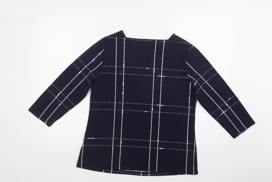 Bonmarché Womens Blue Square Neck  Polyester Pullover Jumper Size 10