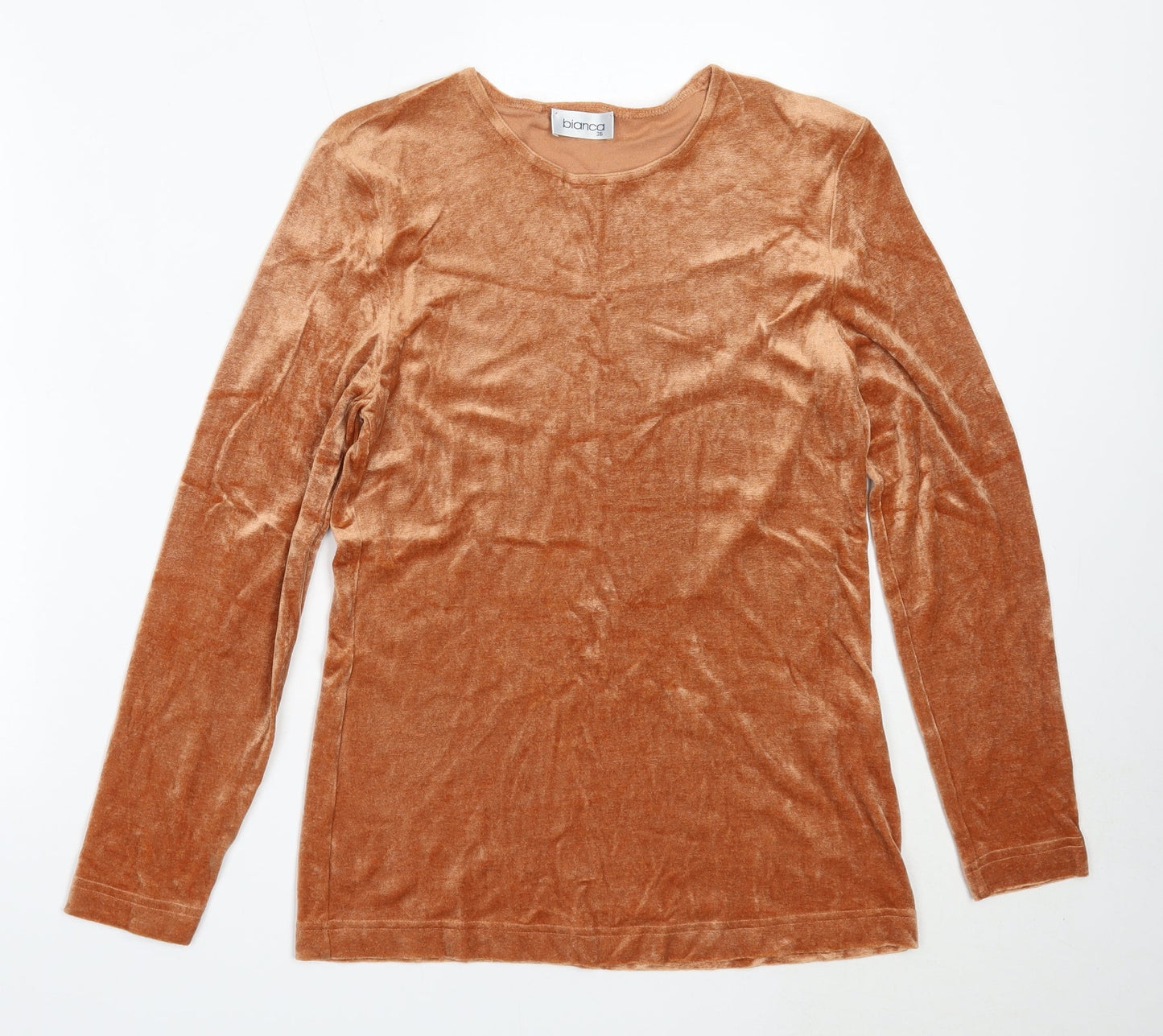 Bianca Womens Orange Round Neck  Polyester Pullover Jumper Size 36