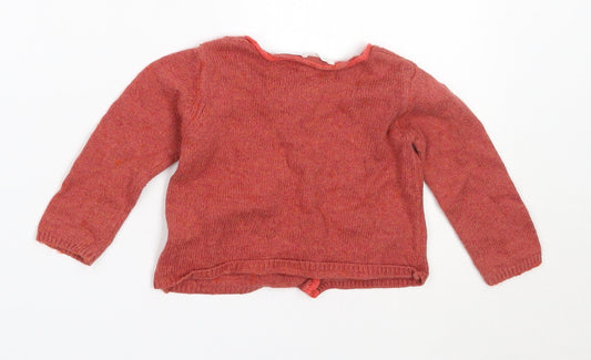 Zara Girls Red  Cotton Cardigan Jumper Size 9-12 Months