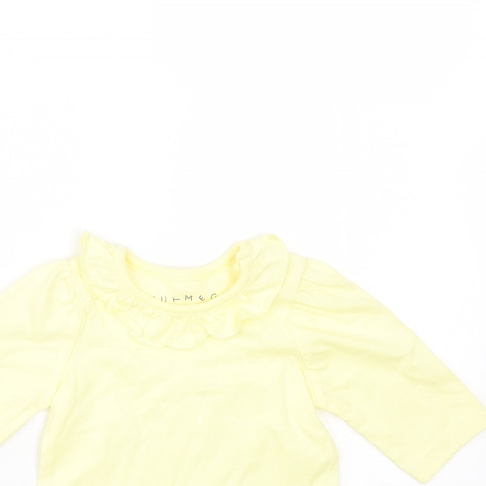 Nutmeg Girls Yellow  Cotton Basic T-Shirt Size Newborn Round Neck