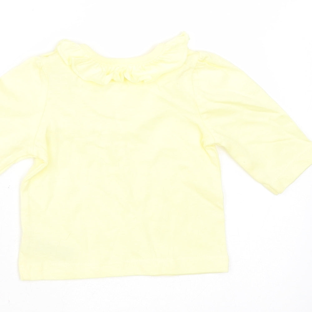 Nutmeg Girls Yellow  Cotton Basic T-Shirt Size Newborn Round Neck