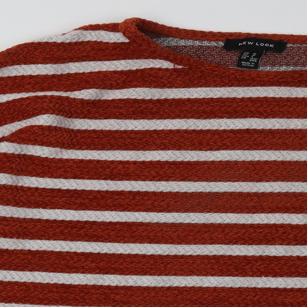 New Look Womens Brown Striped Polyester Pullover Sweatshirt Size M  Pullover