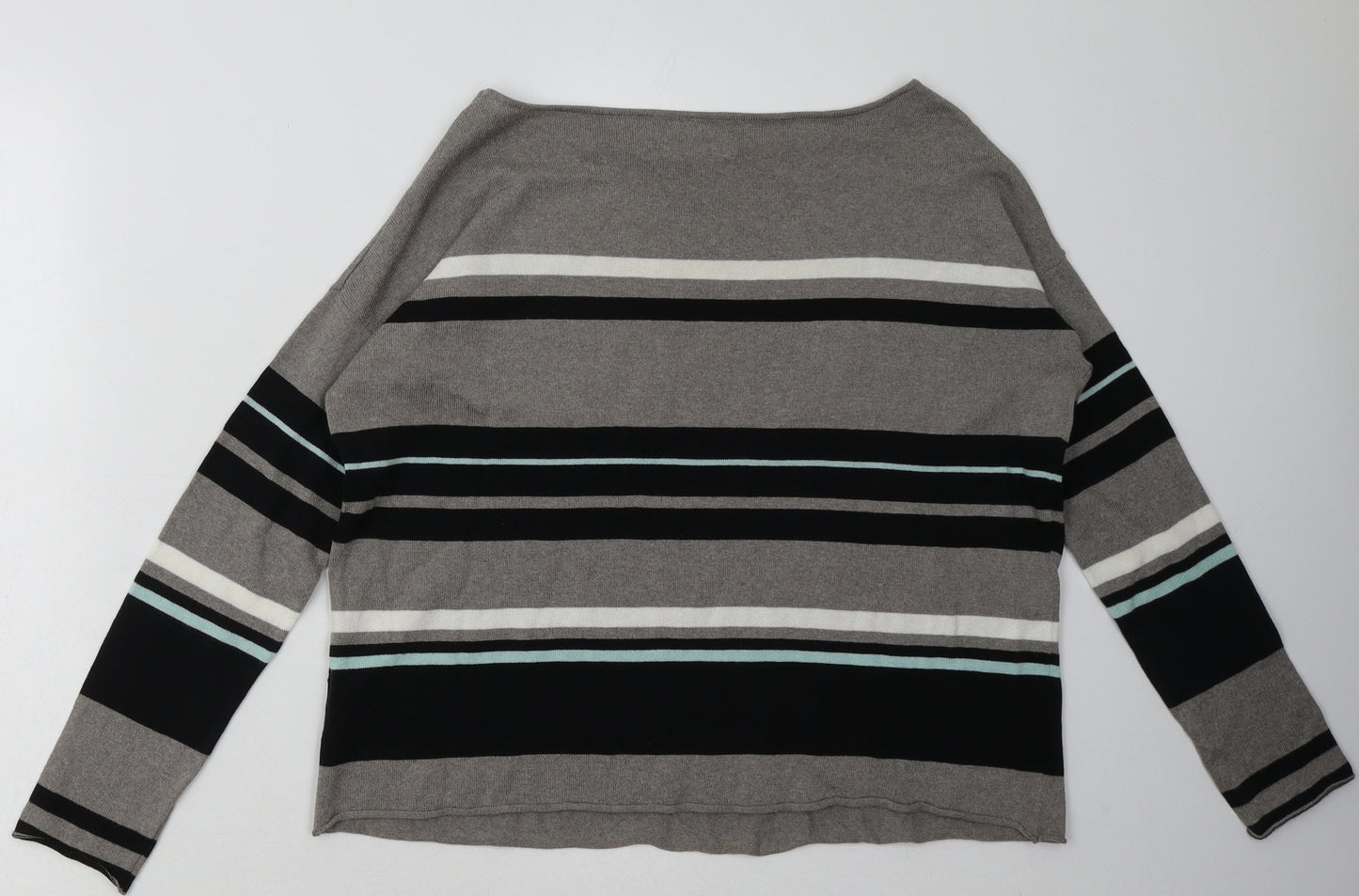 Marks and Spencer Womens Grey Striped Cotton Pullover Sweatshirt Size 8  Pullover