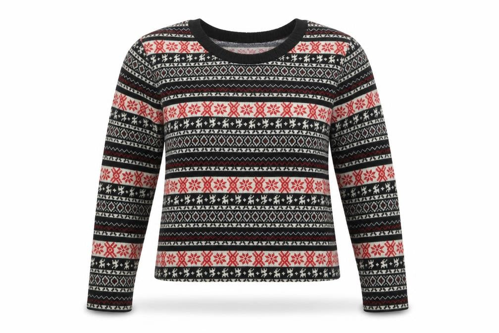 Pins & Needles Womens Black Crew Neck Fair Isle Polyester Pullover Jumper Size S