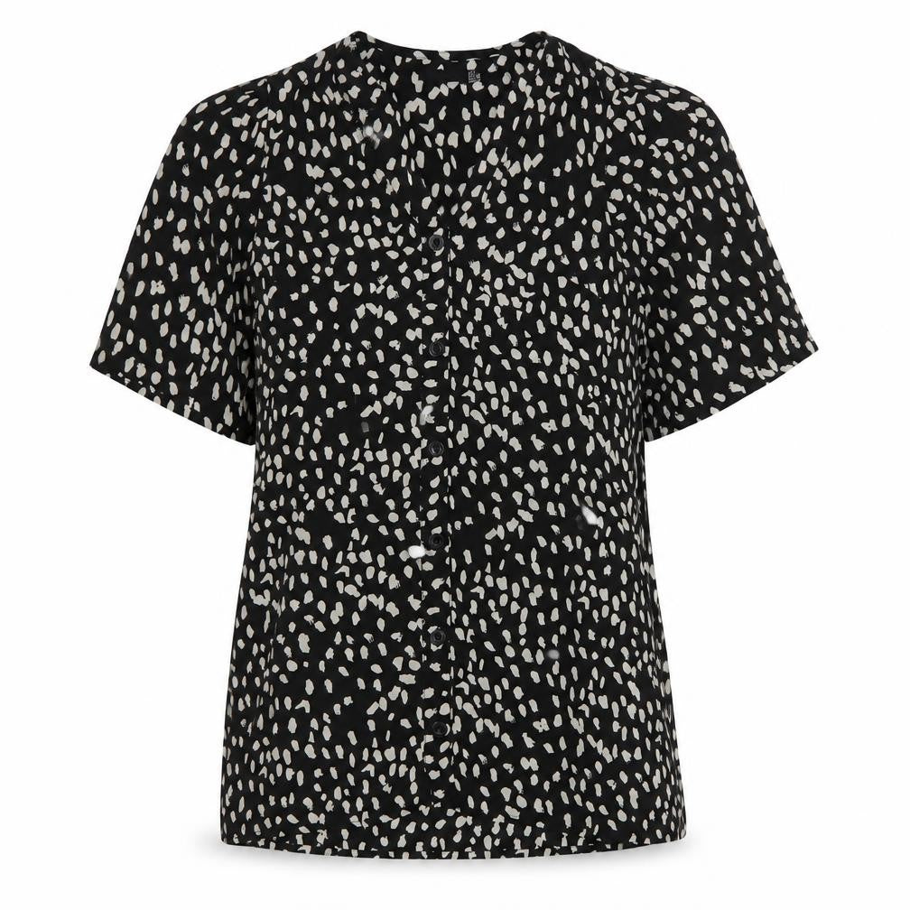 Boohoo Womens Black Animal Print Polyester Basic Blouse Size 10 Scoop Neck