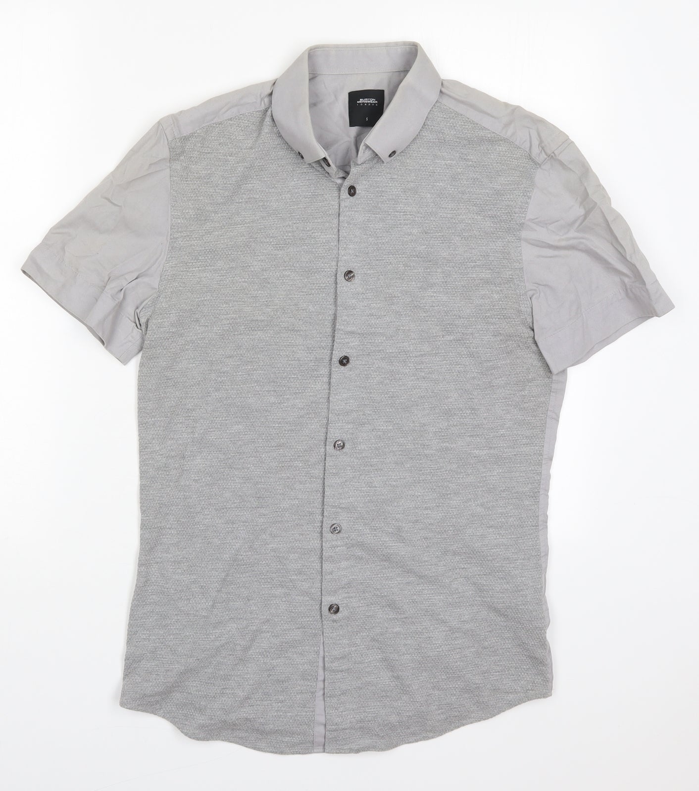 Burton Mens Grey  Cotton  Button-Up Size S Collared Button