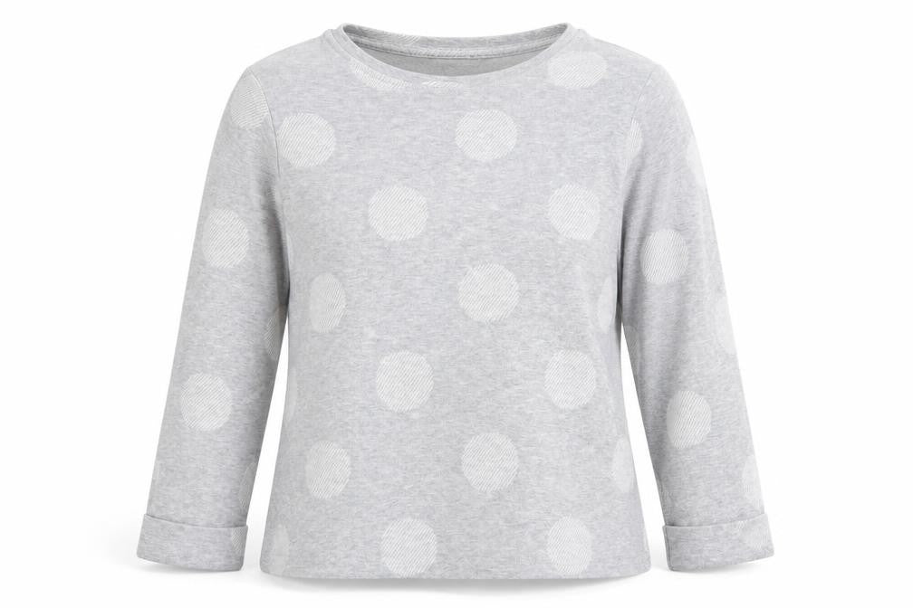 Marks and Spencer Womens Grey Round Neck Polka Dot Polyester Pullover Jumper Size 14