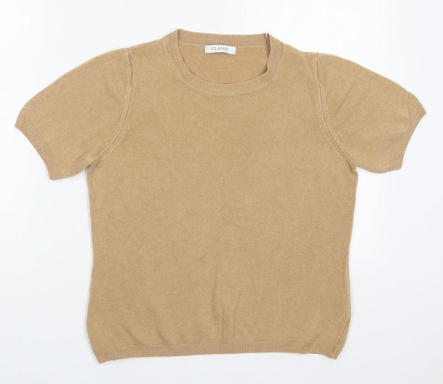 Marks and Spencer Womens Beige Round Neck  Acrylic Pullover Jumper Size 12