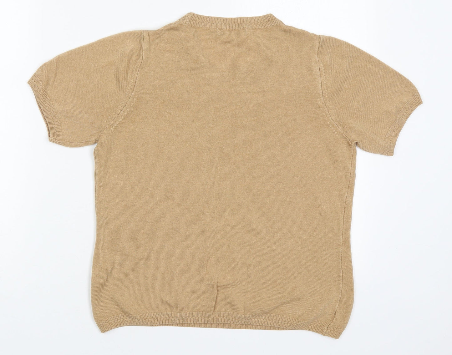 Marks and Spencer Womens Beige Round Neck  Acrylic Pullover Jumper Size 12