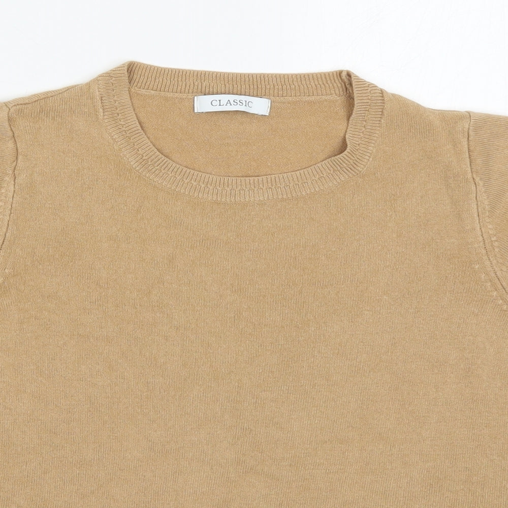 Marks and Spencer Womens Beige Round Neck  Acrylic Pullover Jumper Size 12