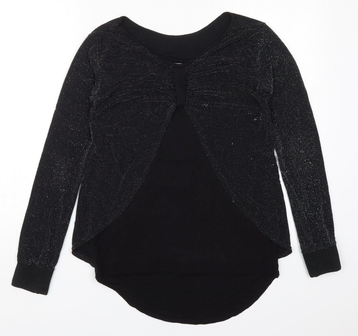 Prague Womens Black  Polyester Basic T-Shirt Size M Round Neck