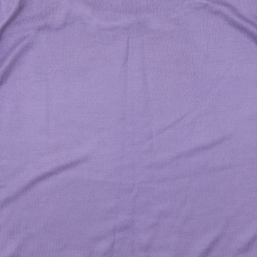 Bonmarché Womens Purple Round Neck  Acrylic Pullover Jumper Size M   - Leaves