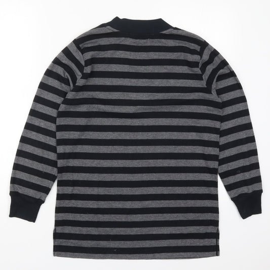 Casual Comfort Womens Grey Striped Polyester Pullover Sweatshirt Size 12  Pullover