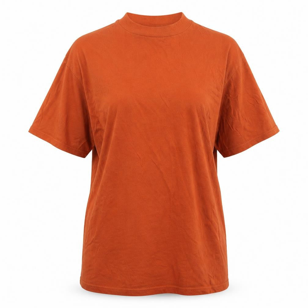 Topshop Womens Brown  Cotton Basic T-Shirt Size XS Crew Neck - Longline