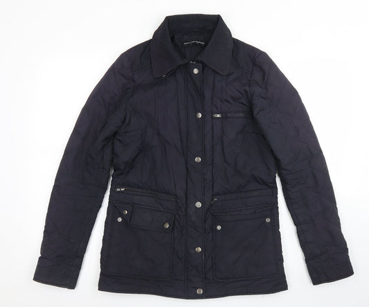 Dorothy Perkins Womens Blue Argyle/Diamond  Pea Coat Jacket Size 8  Zip