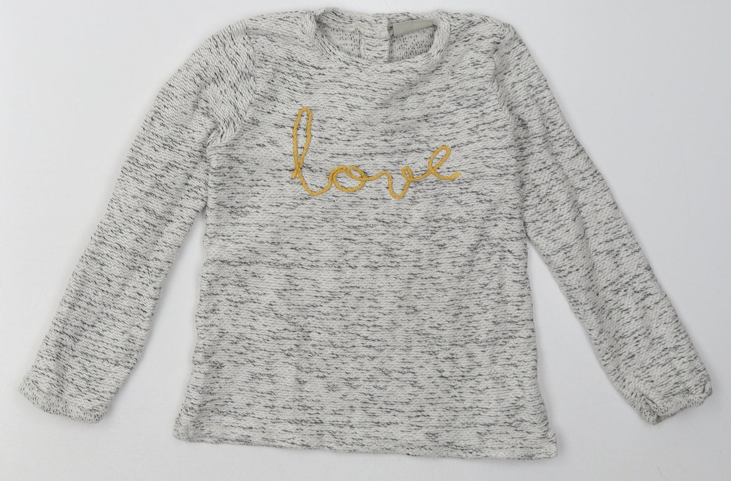 NEXT Girls Grey  Coir Basic Casual Size 4-5 Years Crew Neck Button - love