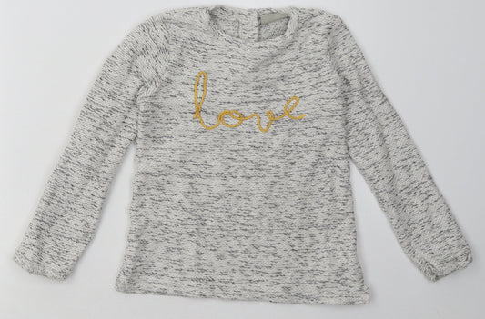 NEXT Girls Grey  Coir Basic Casual Size 4-5 Years Crew Neck Button - love