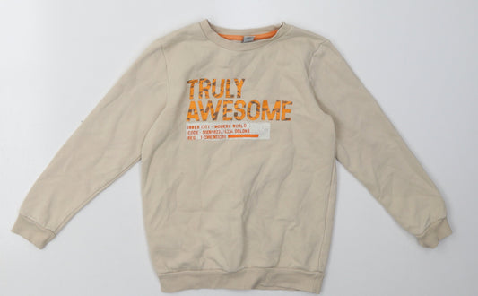 sainsburys Boys Beige  Cotton Pullover Sweatshirt Size 7 Years  Pullover - truly awesome