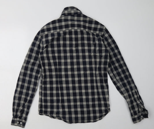 ASOS Mens Blue Check Cotton  Button-Up Size M Collared Button