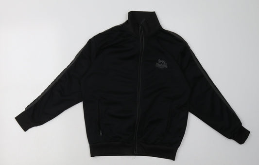 Lonsdale Boys Black Striped Polyester Full Zip Sweatshirt Size 11-12 Years  Zip