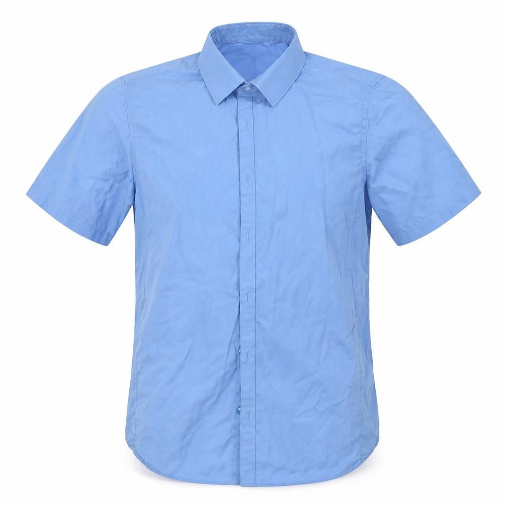 Marks and Spencer Boys Blue  Polyester Basic Button-Up Size 12-13 Years Collared Button - School Wear