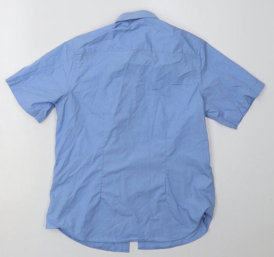 Marks and Spencer Boys Blue Polyester Basic Button-Up Size 12-13 Years Collared Button - School Wear