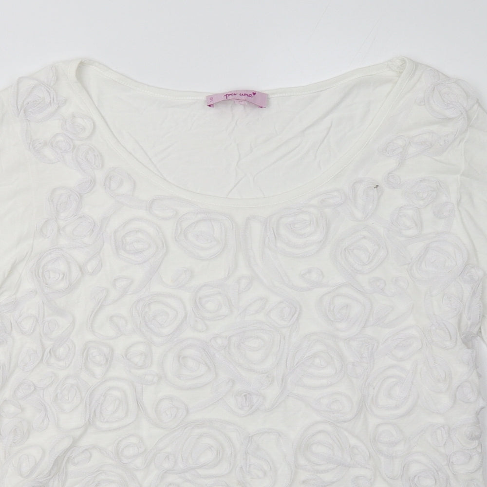 Marks and Spencer Womens White Floral Viscose Pullover Sweatshirt Size 16  Pullover
