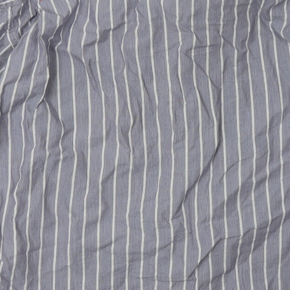 French Connection Mens Blue Striped Cotton  Button-Up Size S Collared Button
