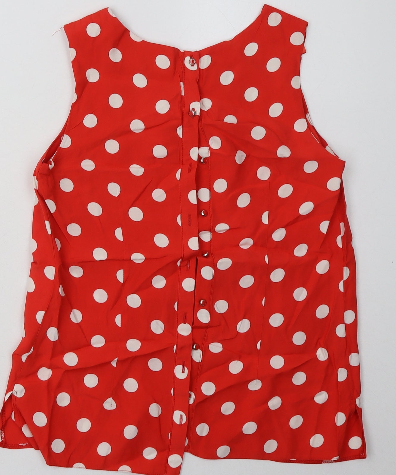 Dorothy Perkins Womens Red Polka Dot Viscose Basic Tank Size 8 Crew Neck