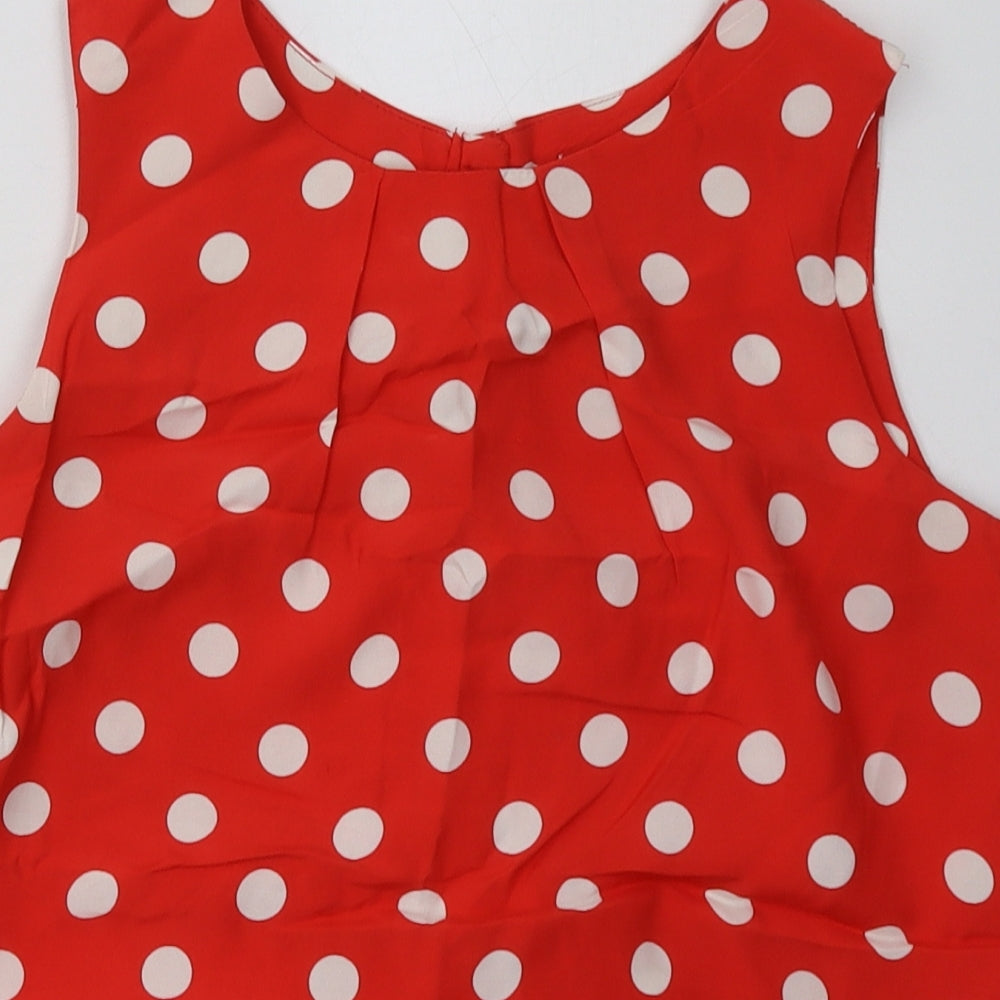 Dorothy Perkins Womens Red Polka Dot Viscose Basic Tank Size 8 Crew Neck