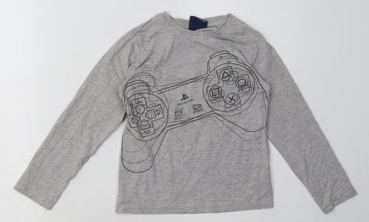NEXT Boys Grey  Cotton Basic Casual Size 7 Years Crew Neck Pullover - PlayStation