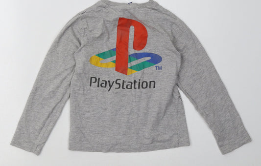 NEXT Boys Grey  Cotton Basic Casual Size 7 Years Crew Neck Pullover - PlayStation