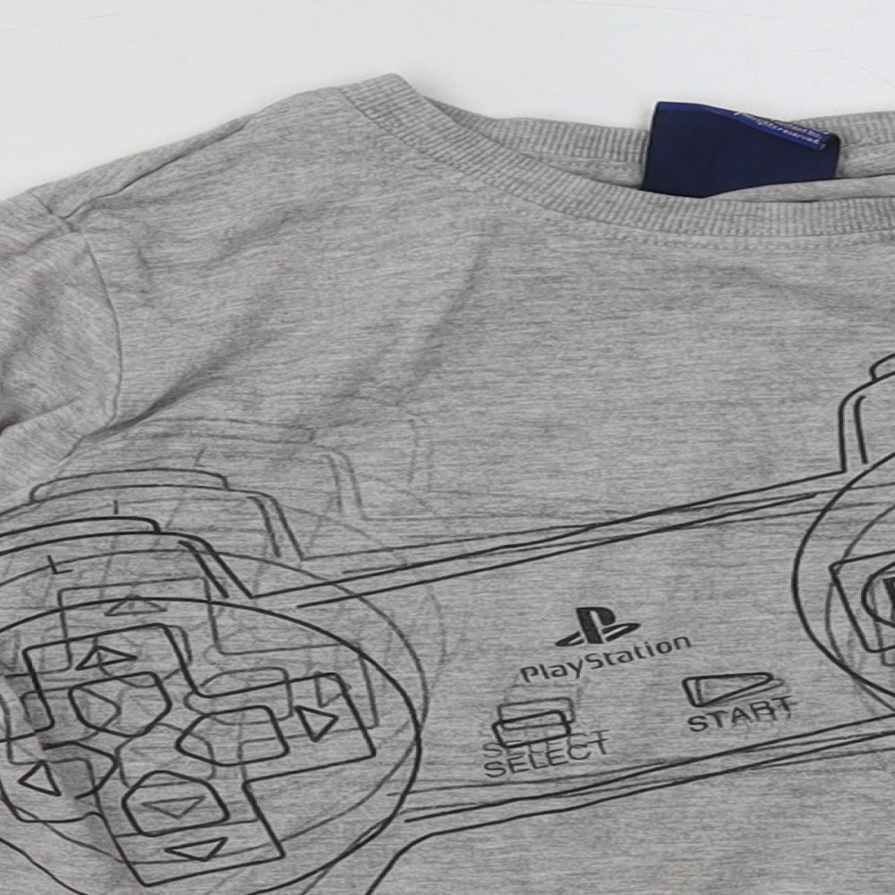 NEXT Boys Grey  Cotton Basic Casual Size 7 Years Crew Neck Pullover - PlayStation