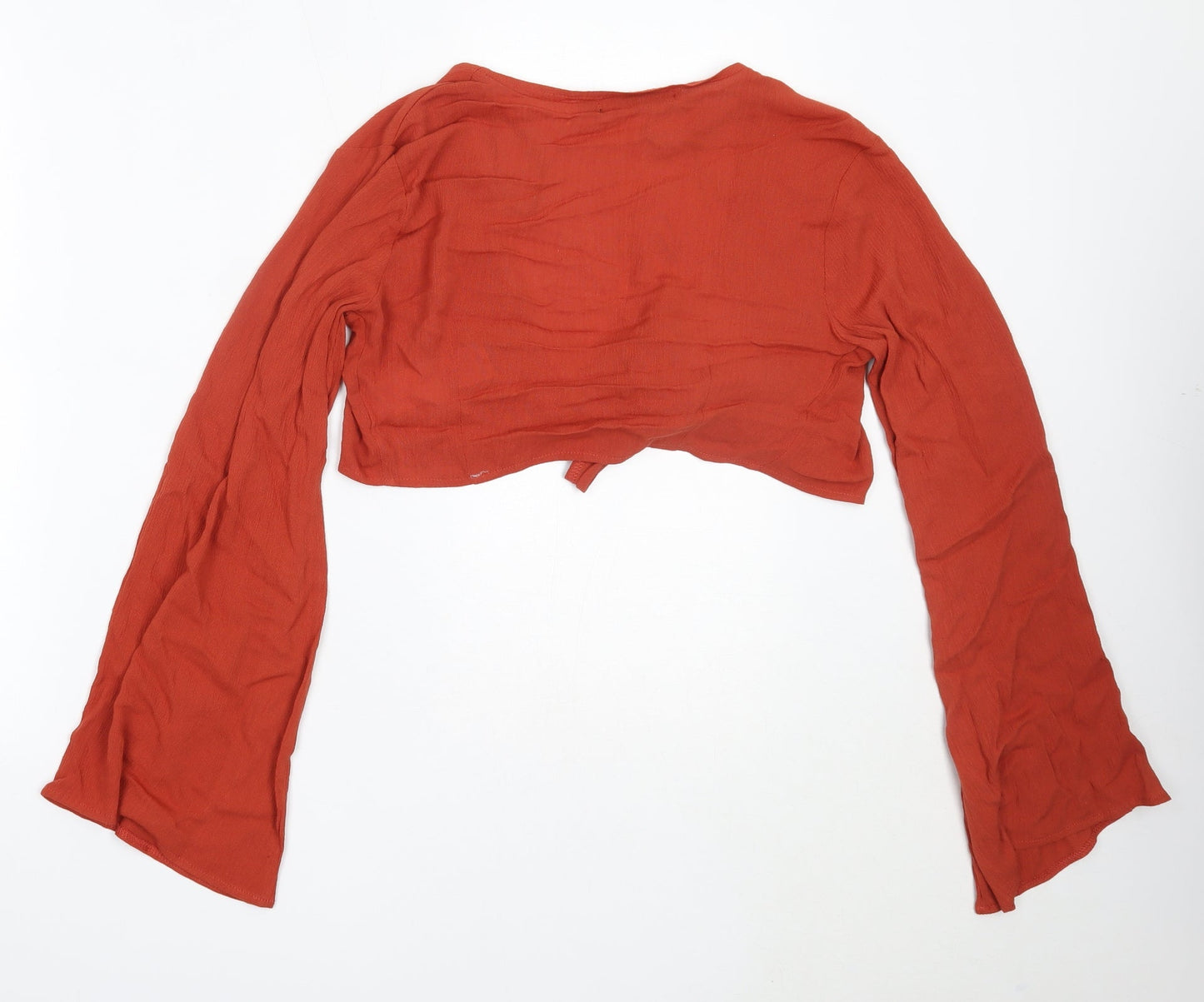 Missguided Womens Orange  Viscose Cropped Blouse Size 4 V-Neck