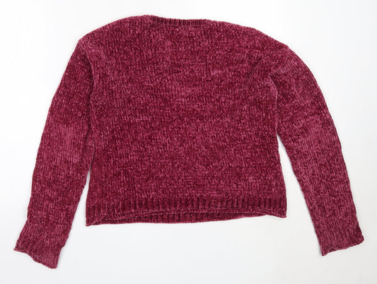 Matalan Girls Purple Round Neck  Polyester Pullover Jumper Size 13 Years