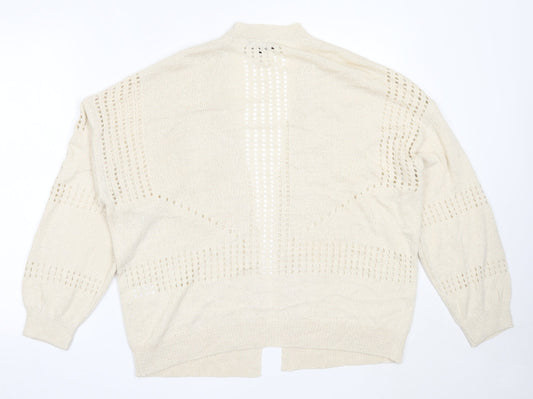 Peacocks Womens Ivory Round Neck  Acrylic Cardigan Jumper Size M