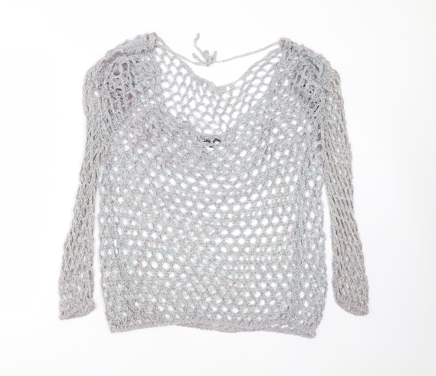 Missguided Womens Blue Round Neck Geometric Polyester Pullover Jumper Size 10