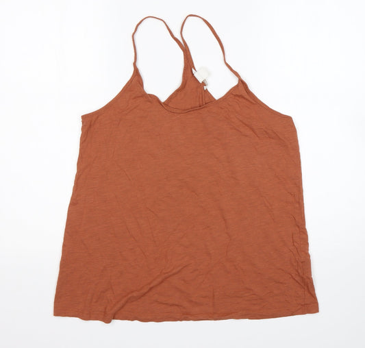 H&M Womens Brown  Cotton Basic Tank Size L Round Neck