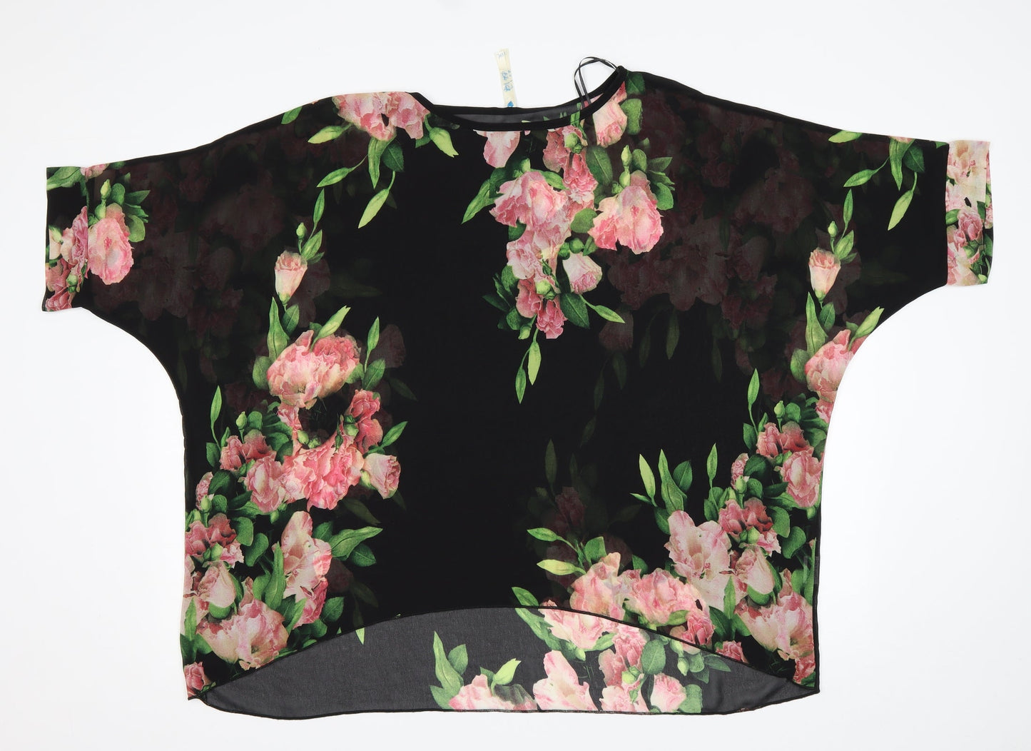 Blue Vanilla Womens Multicoloured Floral Polyester Basic Blouse Size S Round Neck