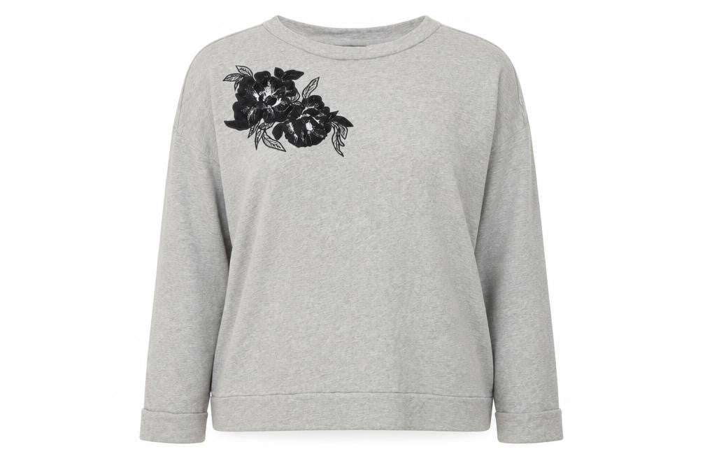 M&S Womens Grey Round Neck  Cotton Pullover Jumper Size 16
