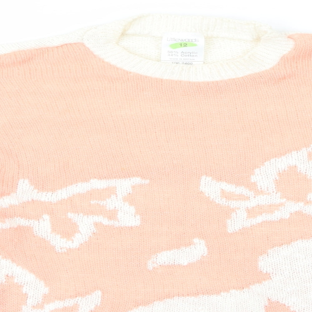 Littlewoods Womens Multicoloured Round Neck  Acrylic Pullover Jumper Size 12